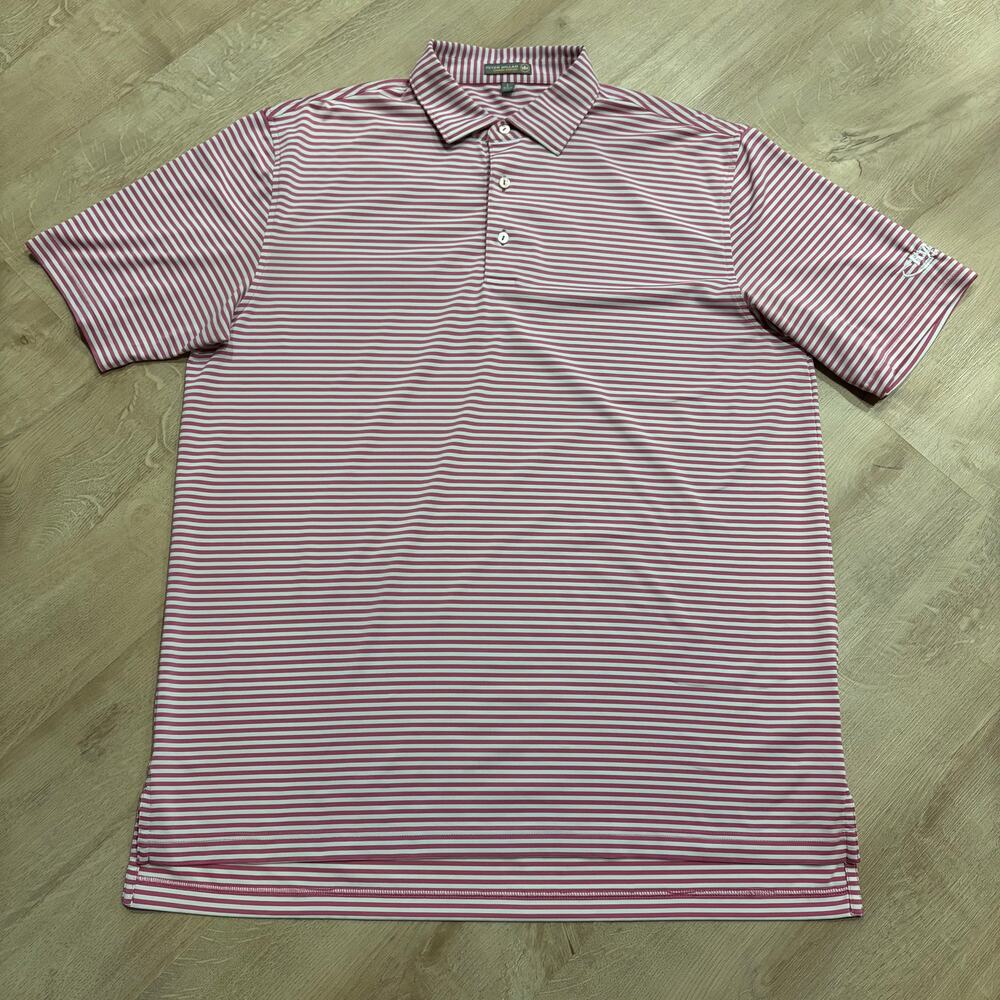 Peter Millar Summer Comfort Golf Performance Polo Shirt Men's Large L Pink White
